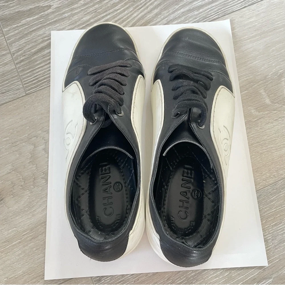 Chanel Black & White Sneakers - Picture 5 of 13